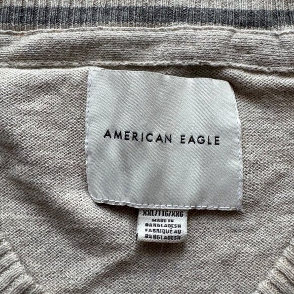 American Eagle Long Sleeve Knit V-Neck Sweater Grey NWT Men’s Size XXL - Picture 7 of 9